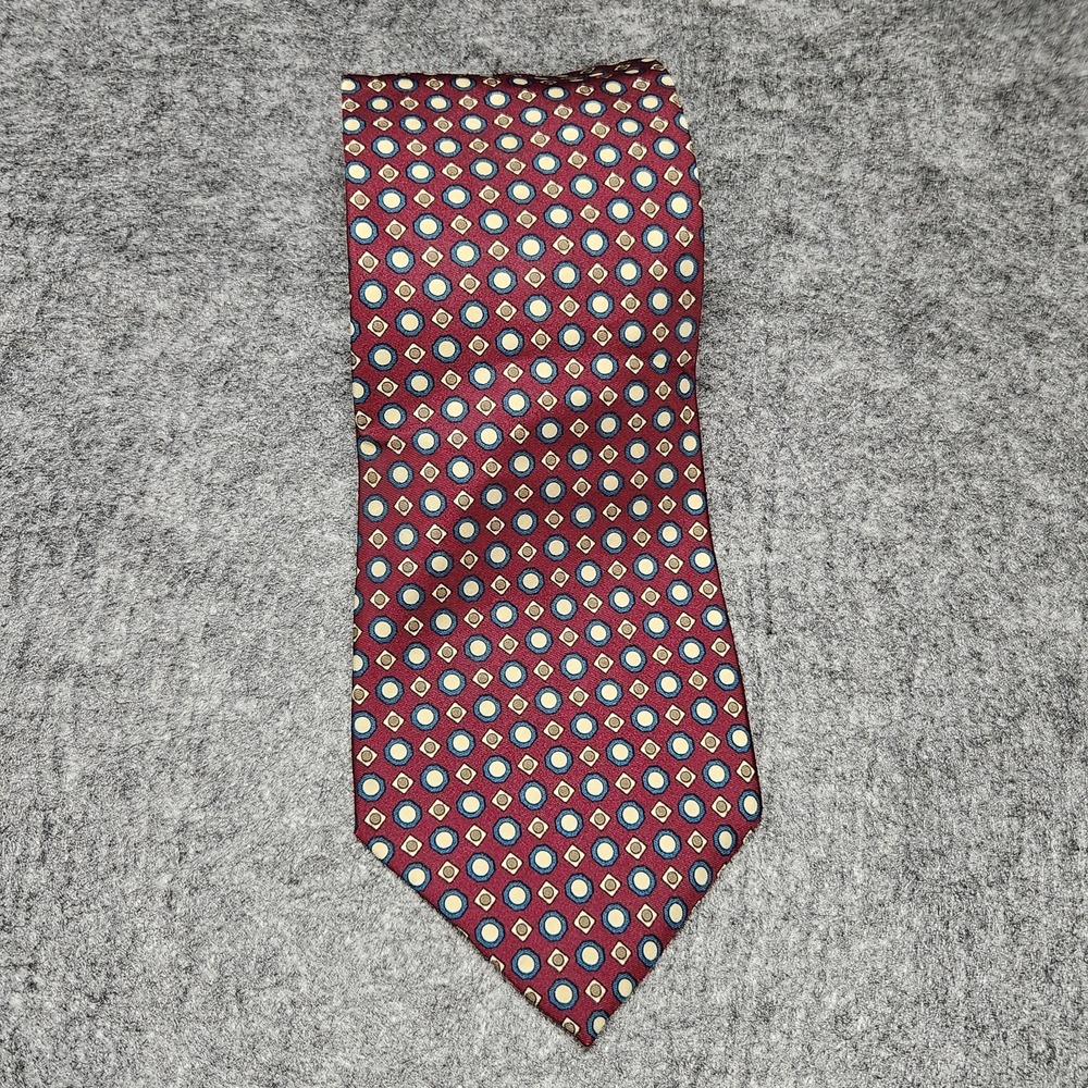 Christian Dior Monsieur le Connaisseur Silk Maroon Tie Circles Shapes Diamond